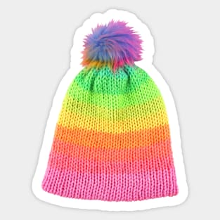 Rainbow Knit Hat Photo Sticker